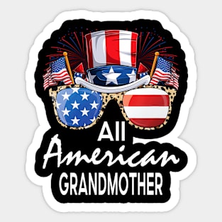 All American Grandmother 4th of July USA America Flag Sunglasses Sticker